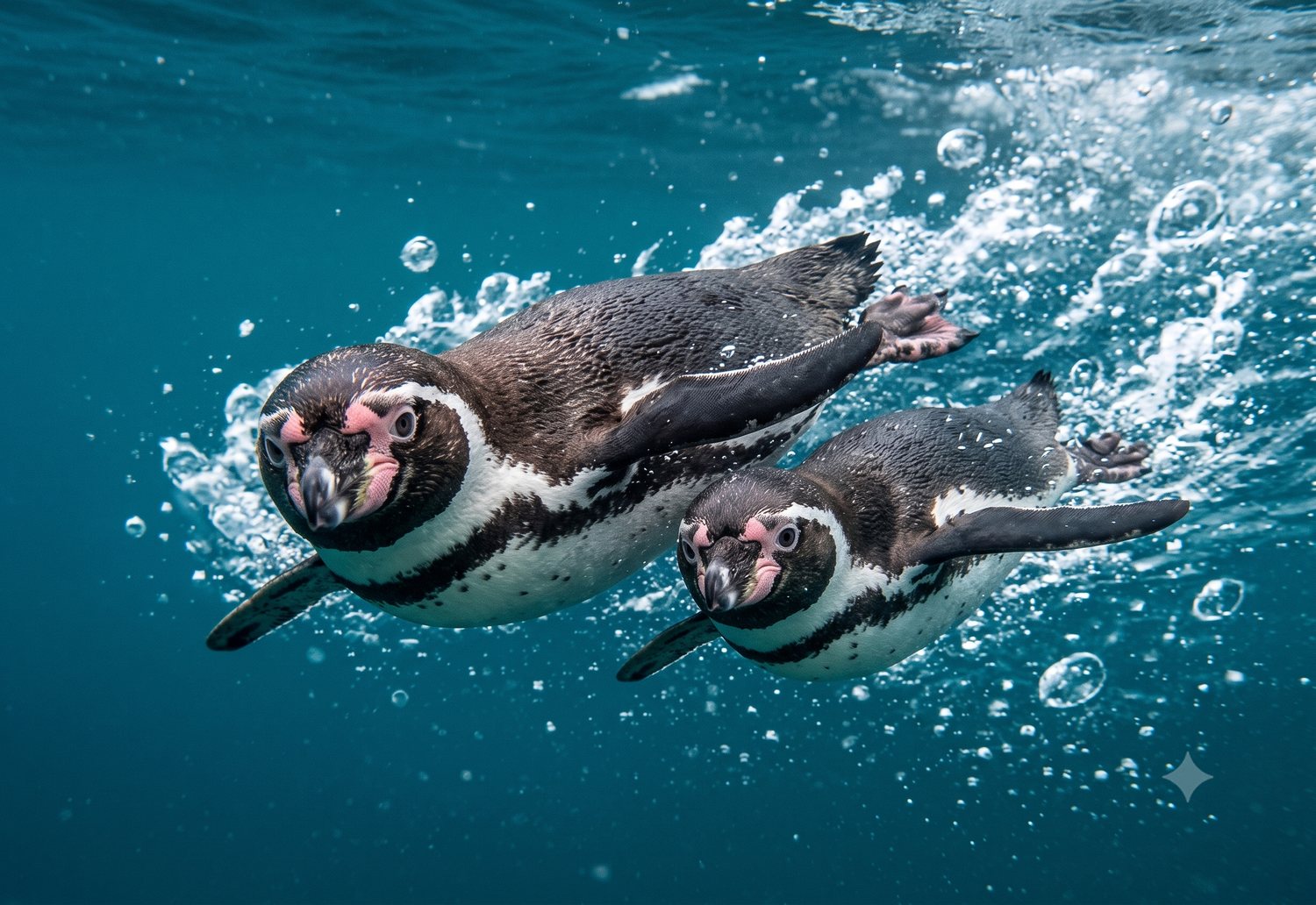 Pingüinos de Humboldt nadando